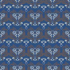 Blue floral seamless background. Design pattern with flower elements