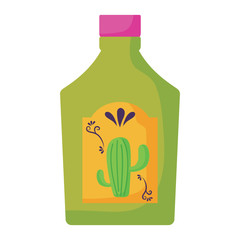 tequila bottle icon over white background, vector illustration