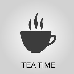 Tea time icon. Tea time symbol. Flat design. Stock - Vector illustration