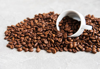 Cup  full of coffee beans