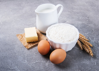 Baking ingredients - flour and eggs