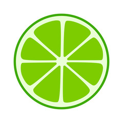 Lime citrus split half slice flat icon for fruit apps and websites
