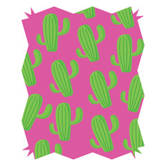abstract frame with cactus plant pattern over white background, vector illustration