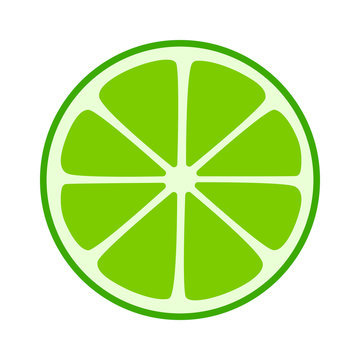 Lime citrus split half slice flat icon for fruit apps and websites
