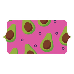 banner with avocados pattern over white background, vector illustration