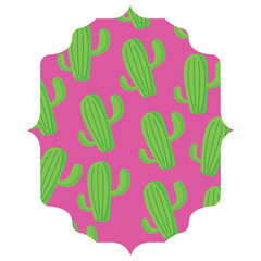 arabic frame with cactus plant pattern over white background, vector illustration