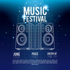 Obraz premium Festival music flyer techno concept vector illustration graphic design
