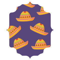 arabic frame with Mexican hat pattern over white background, vector illustration