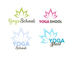 Yoga School logo templates icon vector set