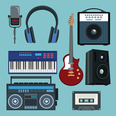 Set of music instruments collection vector illustration graphic design