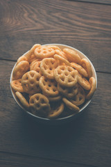Kaddu or Pumpkin Kheer Or Bhoplyachi Kheer in Marathi and gummadikaya payasam in Telugu, Garnished with dry fruits. served in a bowl over moody background. Selective focus