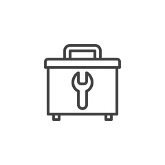 Toolbox outline icon. linear style sign for mobile concept and web design. tool kit box repair construction simple line vector icon. Symbol, logo illustration. Pixel perfect vector graphics