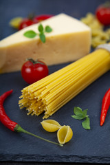 Different pasta and cheese