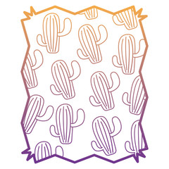 abstract frame with cactus plant pattern over white background, vector illustration