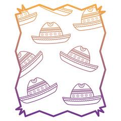 abstract frame with Mexican hat pattern over white background, vector illustration