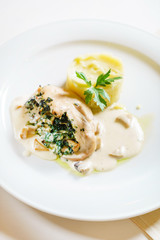 stuffed chicken with mashed potato