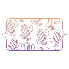 banner with cactus plant pattern over white background, vector illustration