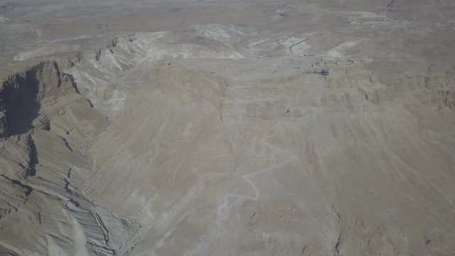 Metsada, Israel, aerial view 4k ungraded flat footage