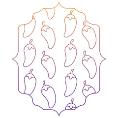 arabic frame with chili pepper pattern over white background, vector illustration