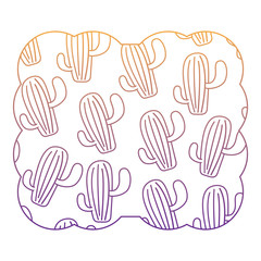 decorative frame with cactus plant pattern over white background, vector illustration