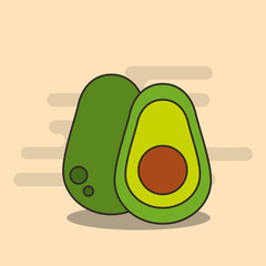 half avocado harvest nutrition diet vector illustration