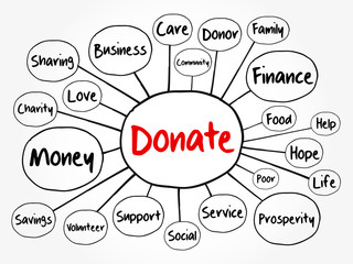 Donate mind map flowchart, business concept for presentations and reports
