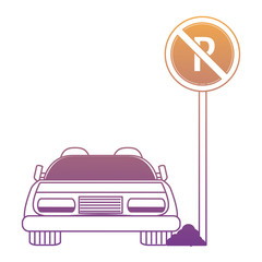 parked car in no parking zone over white background, vector illustration