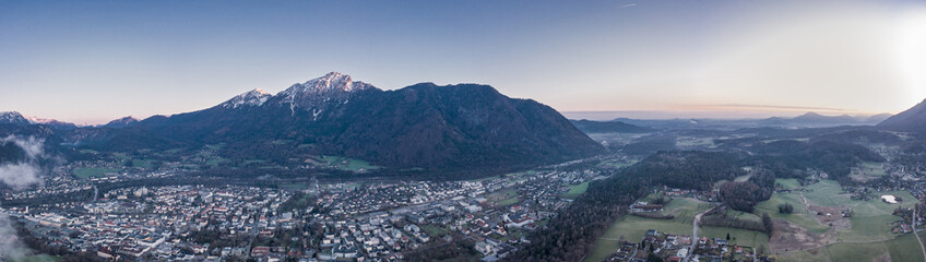 Bad Reichenhall aerial at sunrise, Bavaria