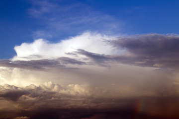 Beautiful blue sky and light and dark clouds