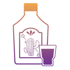 tequila bottle and shot over white background, vector illustration