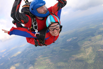 Tandem jump. Skydiving. © Sky Antonio