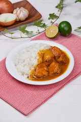 Delicious and spicy Chicken curry roast from Indian cuisine.