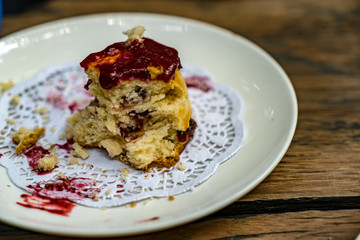 Muffin in white dish
