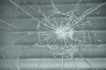 closeup of broken glass texture
