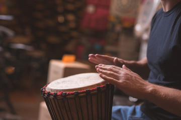 Young man playing drums