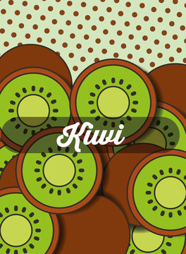 fruit kiwi on the dotted background vector illustration