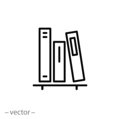 books on the shelf icon, line sign, vector illustration eps10