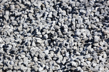 Stone crushed stone on the construction site as an abstract background