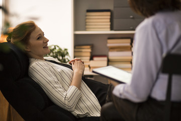 Woman discussing problem