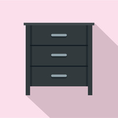 Black nightstand icon. Flat illustration of black nightstand vector icon for web design