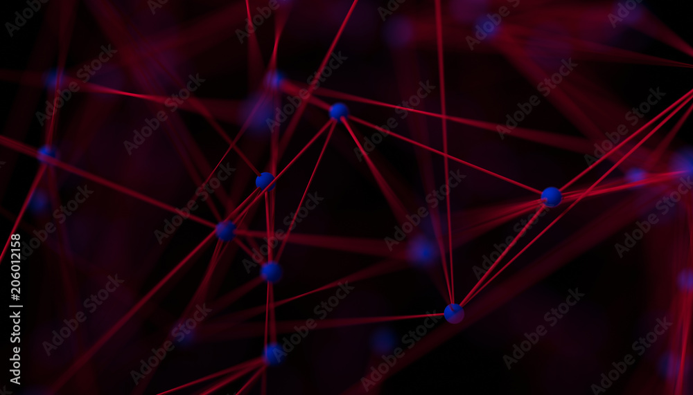 Poster abstract 3d rendering of network concept. modern background. futuristic shape with spheres and lines
