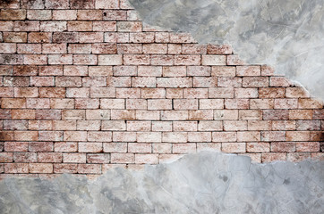 Old red brick wall cement texture background