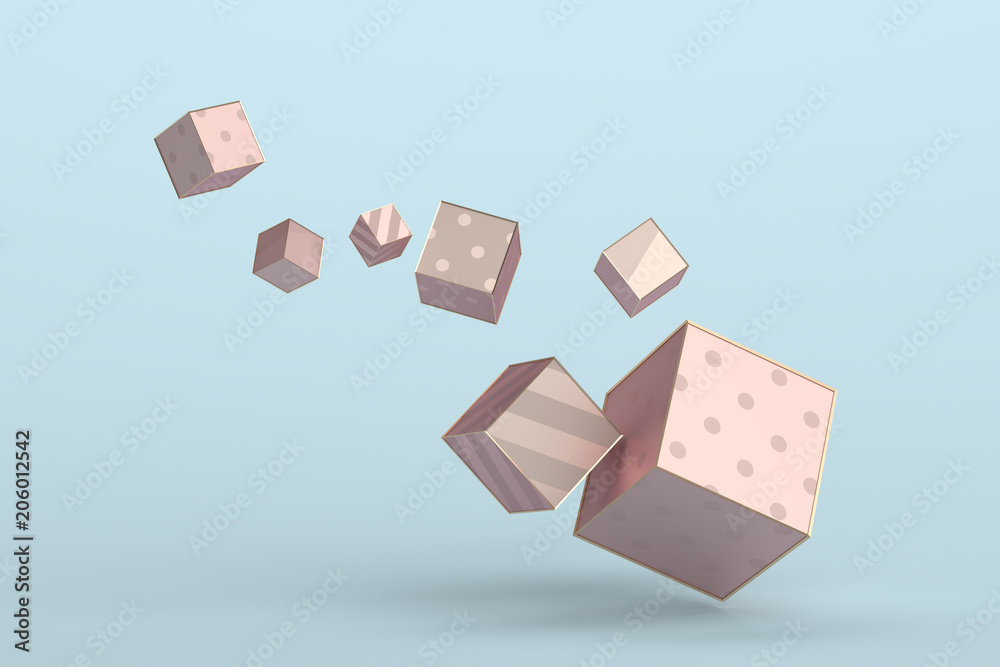 Poster abstract 3d rendering of geometric shapes. minimalistic composition. modern background design for po