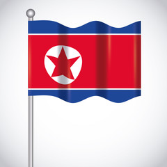 waving north korea flag over white background, colorful design. vector illustration 