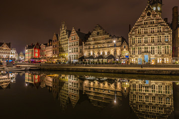 Nice view Ghent at night in Belgium