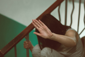 Female slavery in an abandoned building, ending violence against women, international women's day.