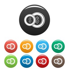 Coin icon. Simple illustration of coin vector icons set color isolated on white