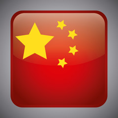 china flag in square shape over gray  background, colorful design. vector illustration
