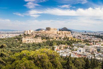 Fototapeta na wymiar View of the Acropolis in Athens Greece