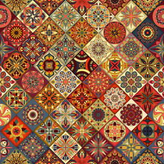 Seamless pattern with decorative mandalas. Vintage mandala elements. - 206014552
